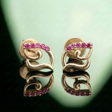 Silver Swirl Pink Stone Stud Earrings
