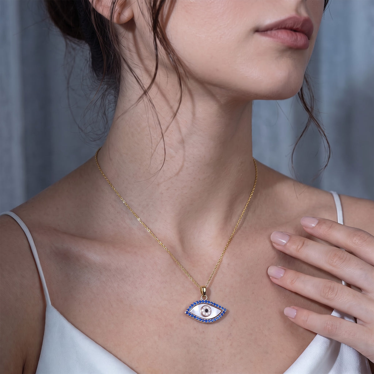 Evil Eye Pearl Necklace