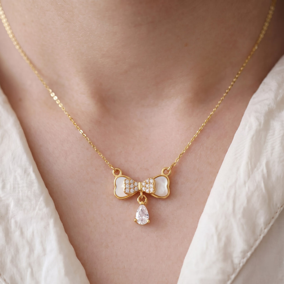 Gold Bow Necklace