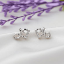 Silver Heart and Loop Stud Earrings