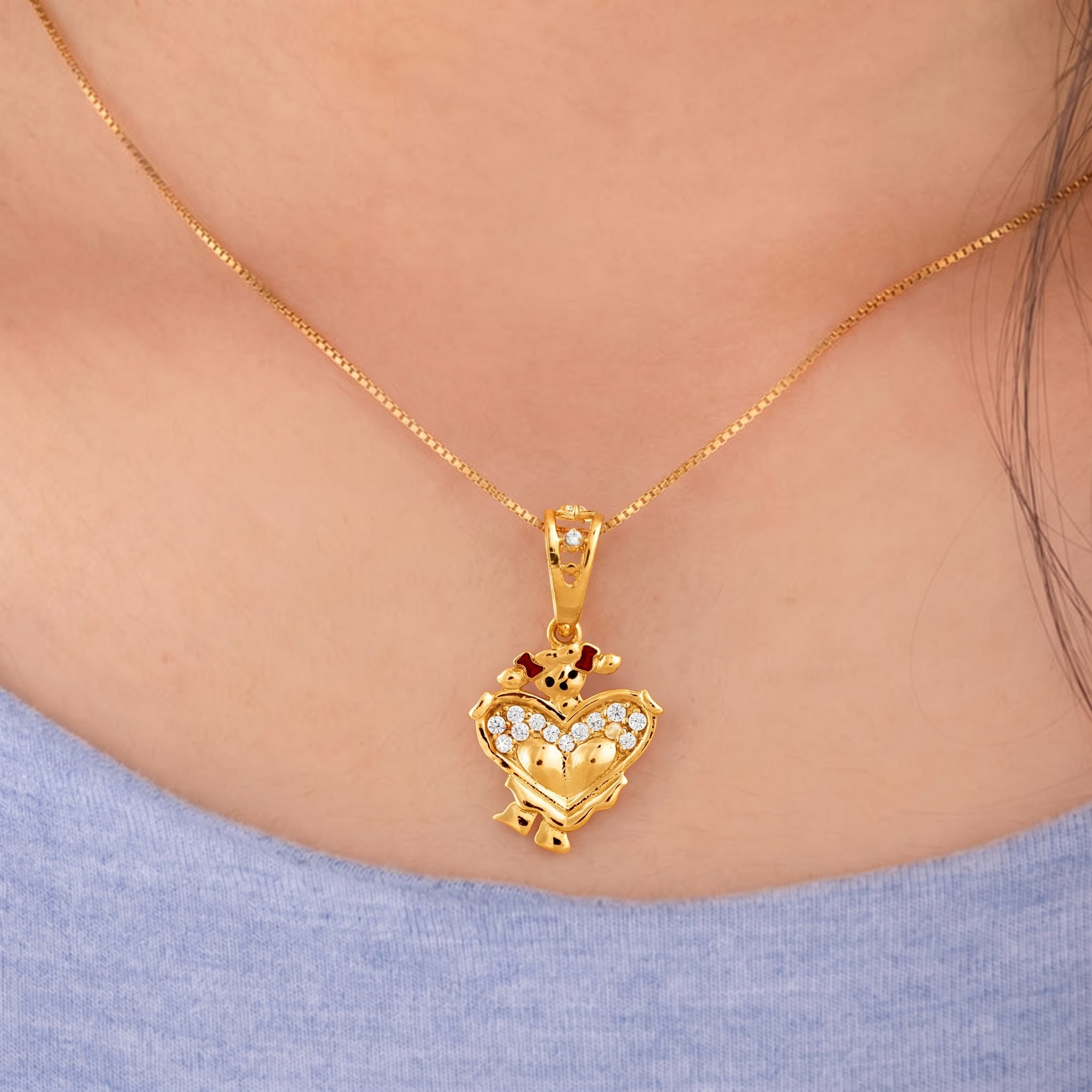 Teddy Bear with Heart Pendant with Chain