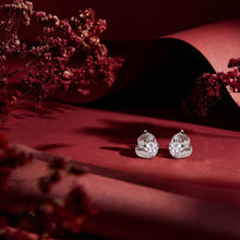 Heart-Shaped CZ Screw-Back Stud Earrings