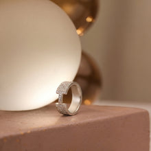Hermes-Style Pave Diamond H Ring