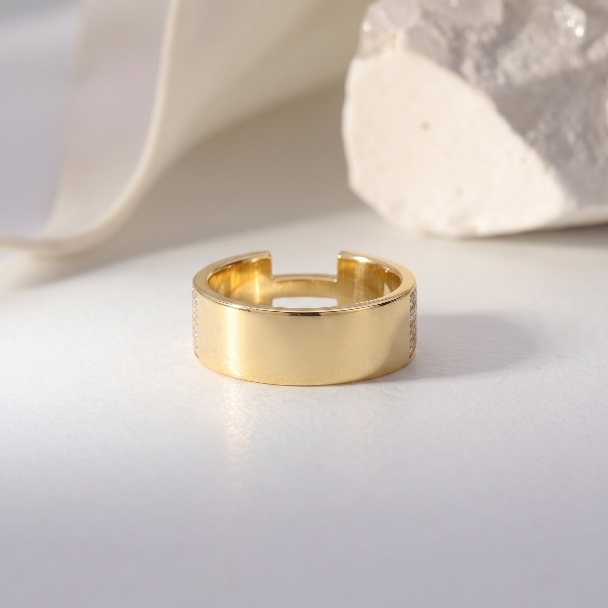 H-Shaped Pavé Diamond Ring