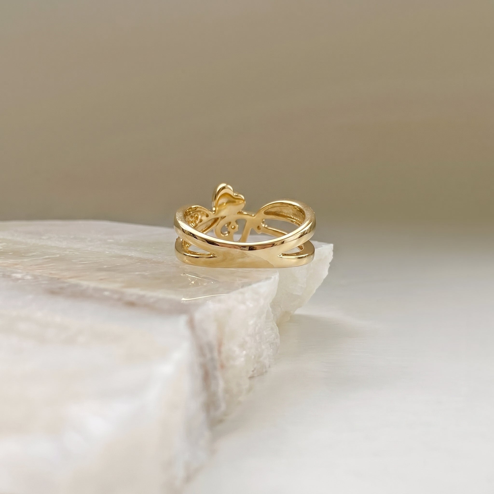 Interlocking Triple Heart Pavé Band
