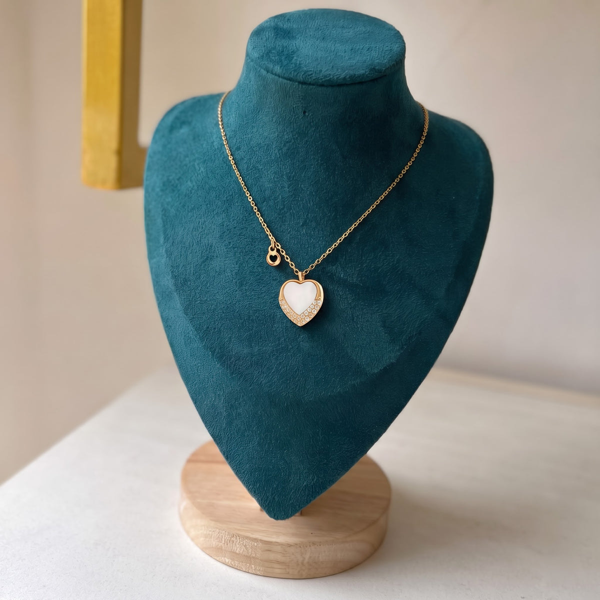 Gold Mother-of-Pearl Heart Necklace