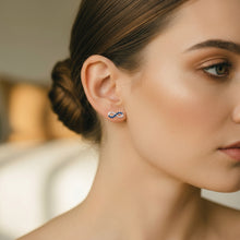 Silver Infinity Blue Stone Stud Earrings