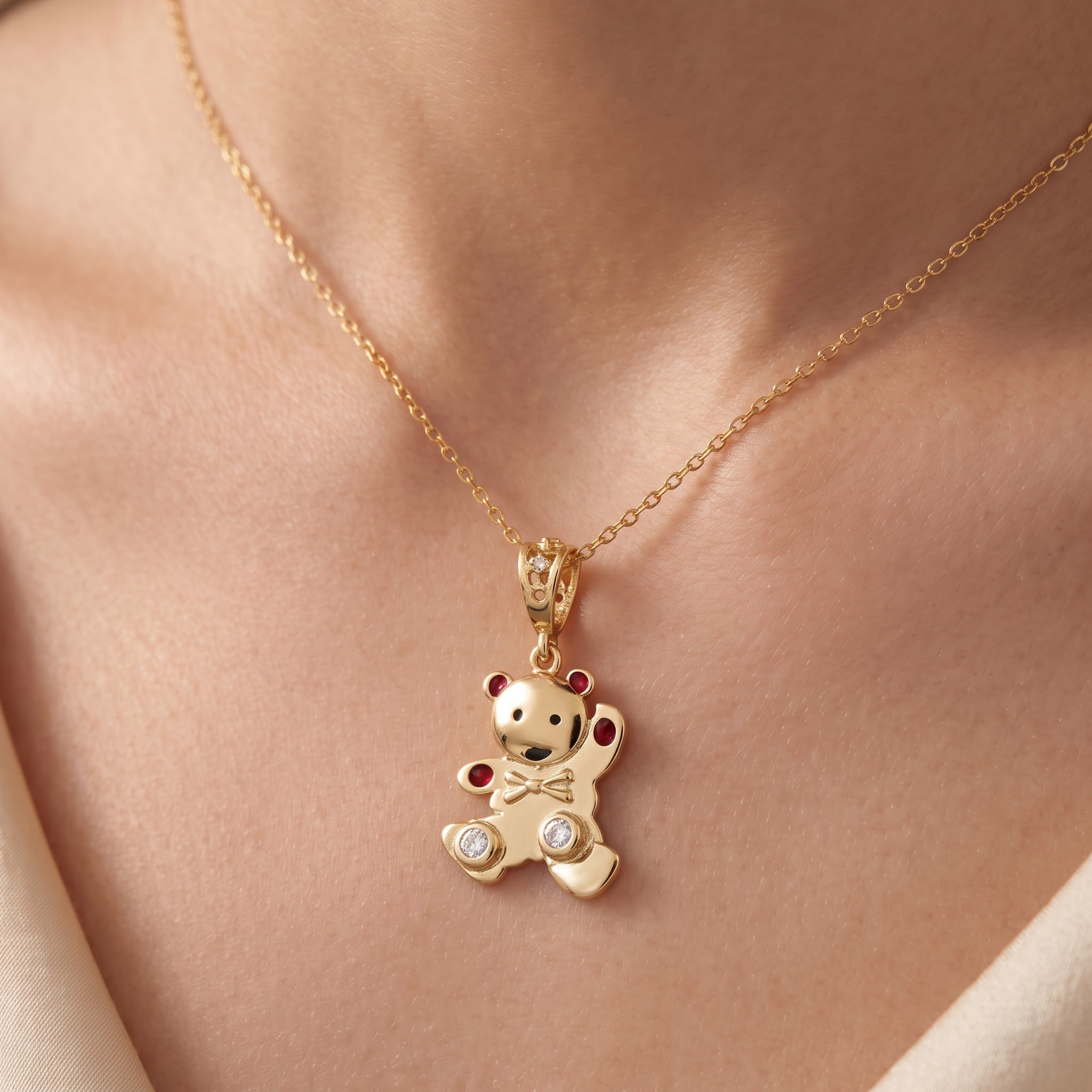 Teddy Bear Pendant with Chain
