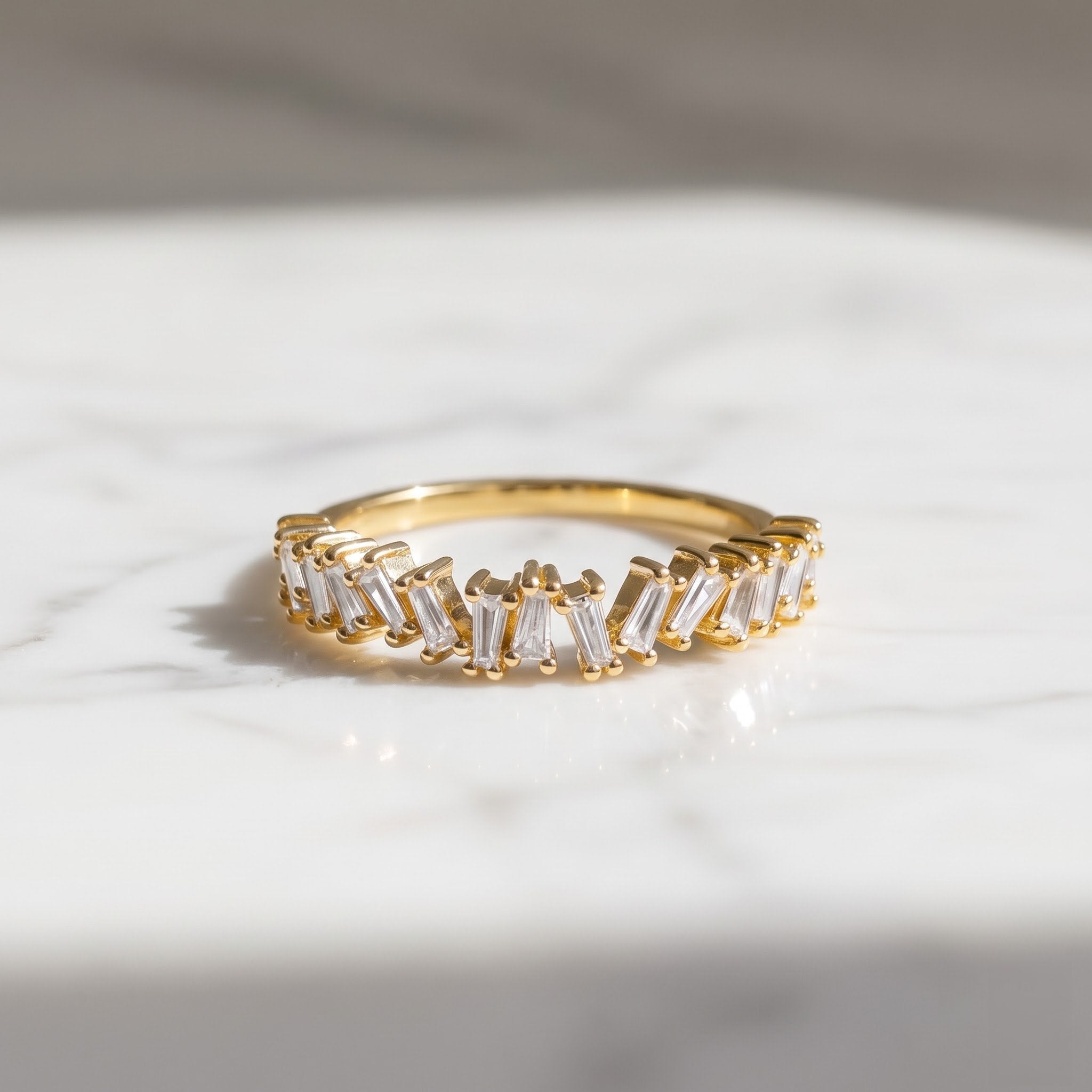 Scattered Baguette Diamond Band