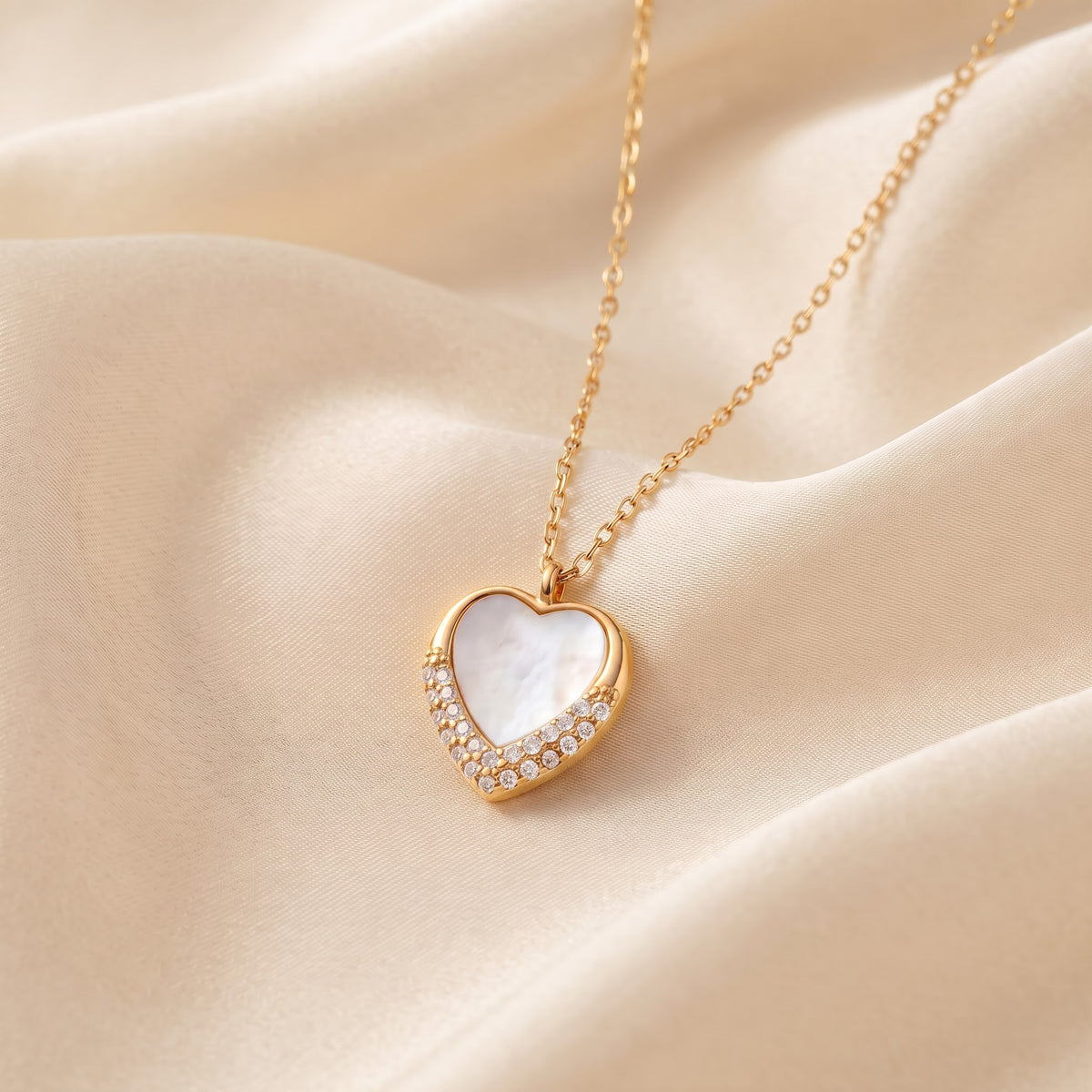 Gold Mother-of-Pearl Heart Necklace