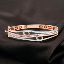 Rose Gold Intertwined Loop White Stone Kada