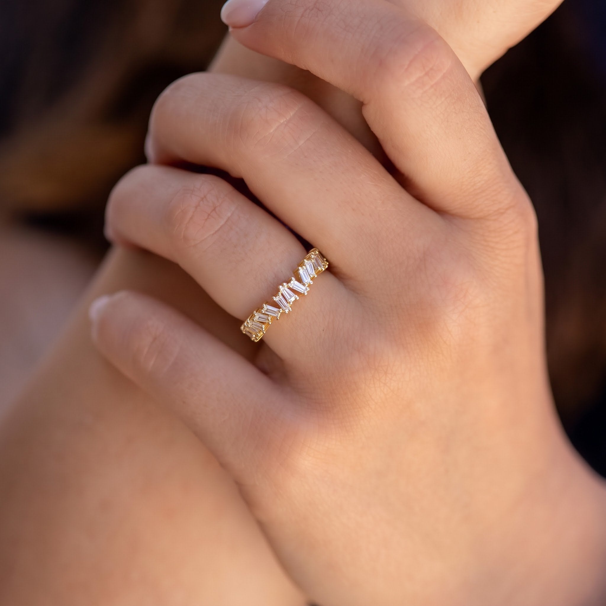 Scattered Baguette Diamond Band