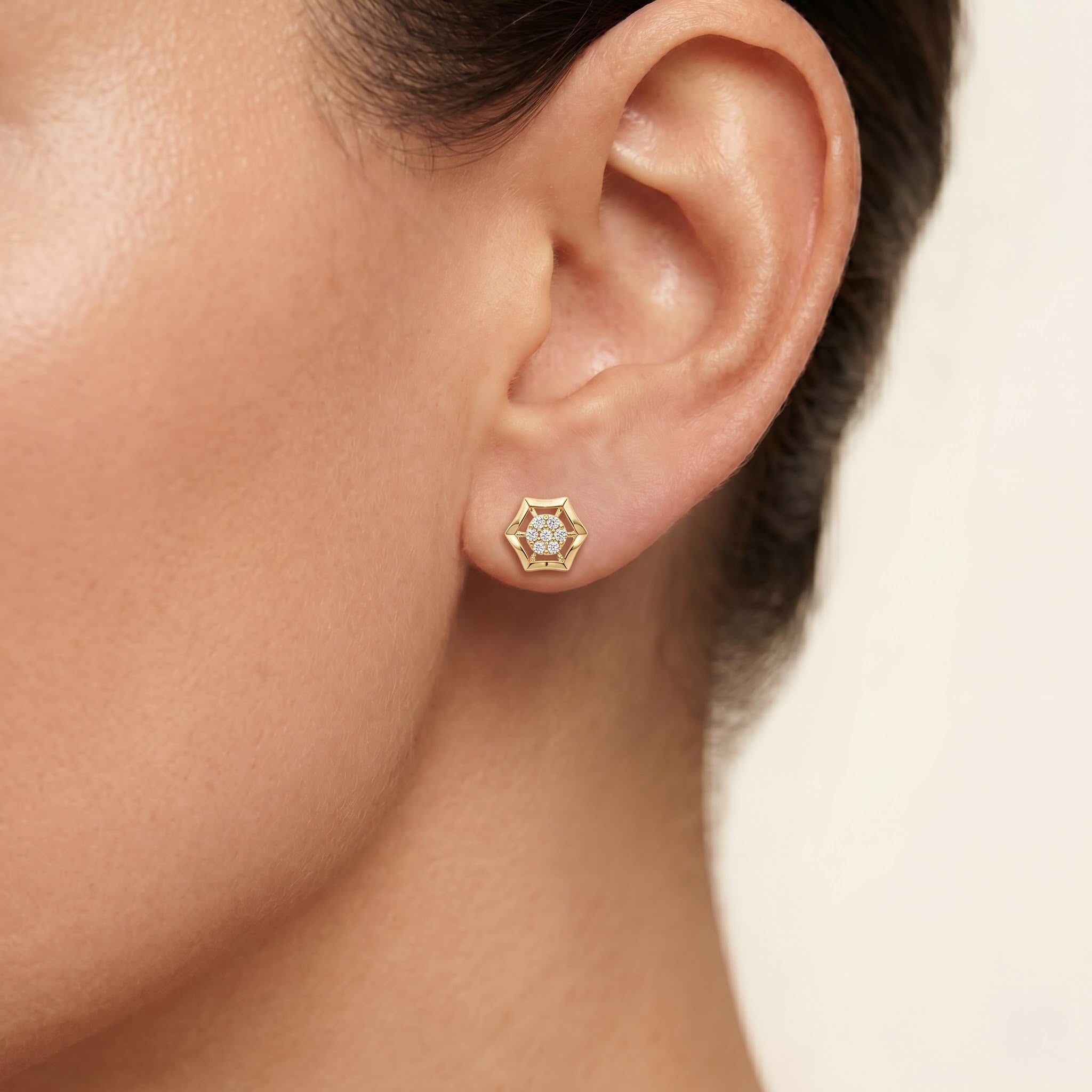 Hexagon Cluster Stud Earrings