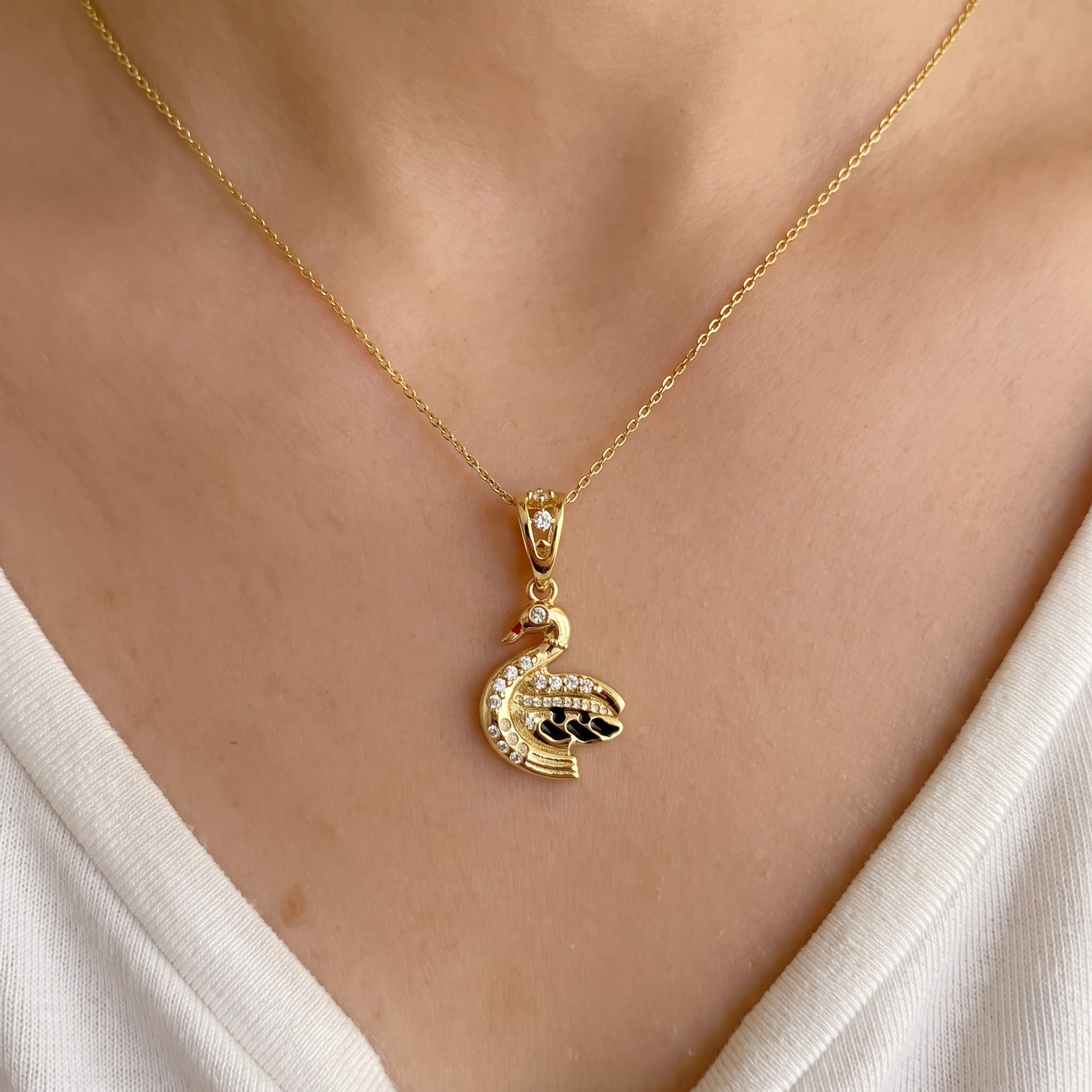 Swan Pendant with Chain