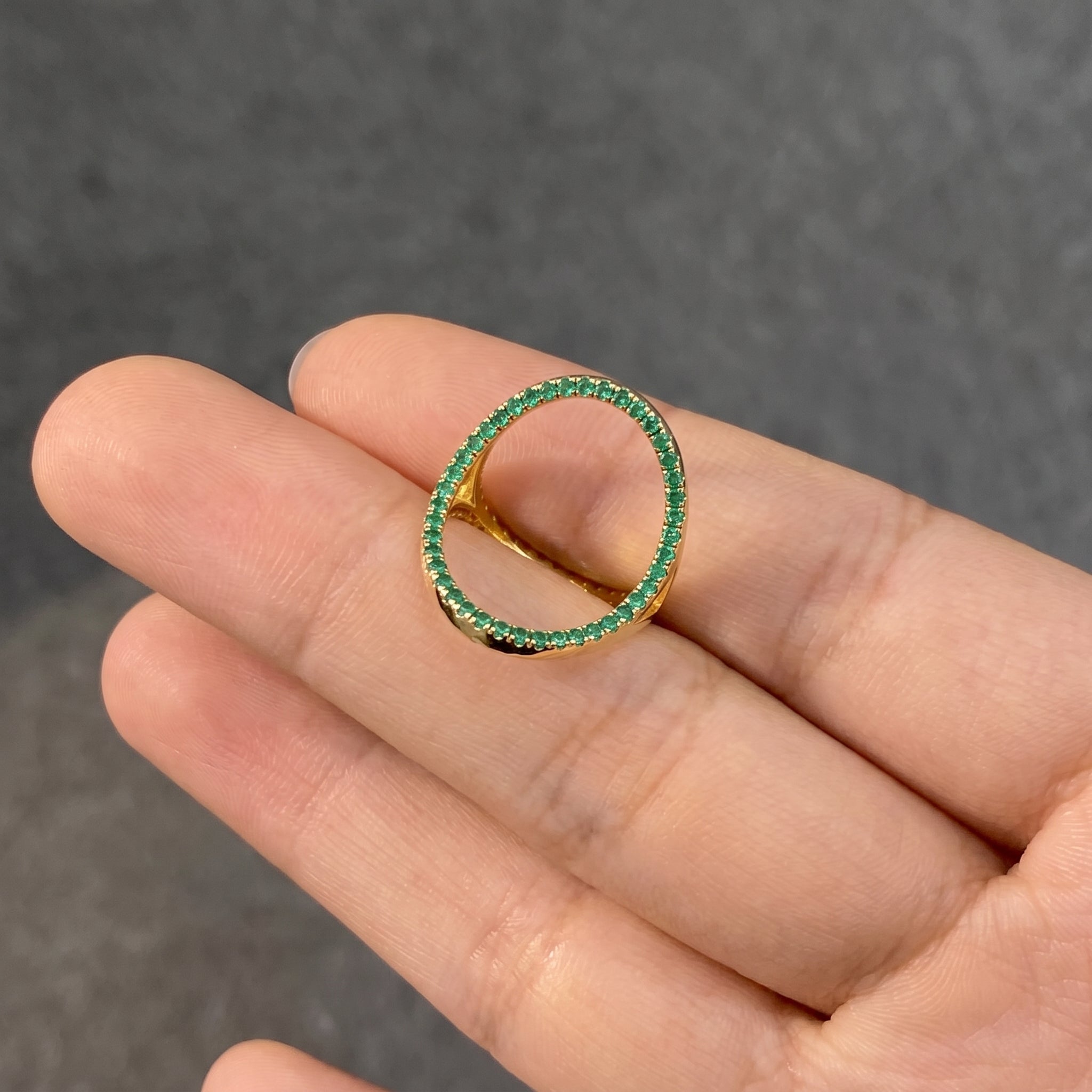 Rose Gold Geometric Multi-Gemstone Open Ring