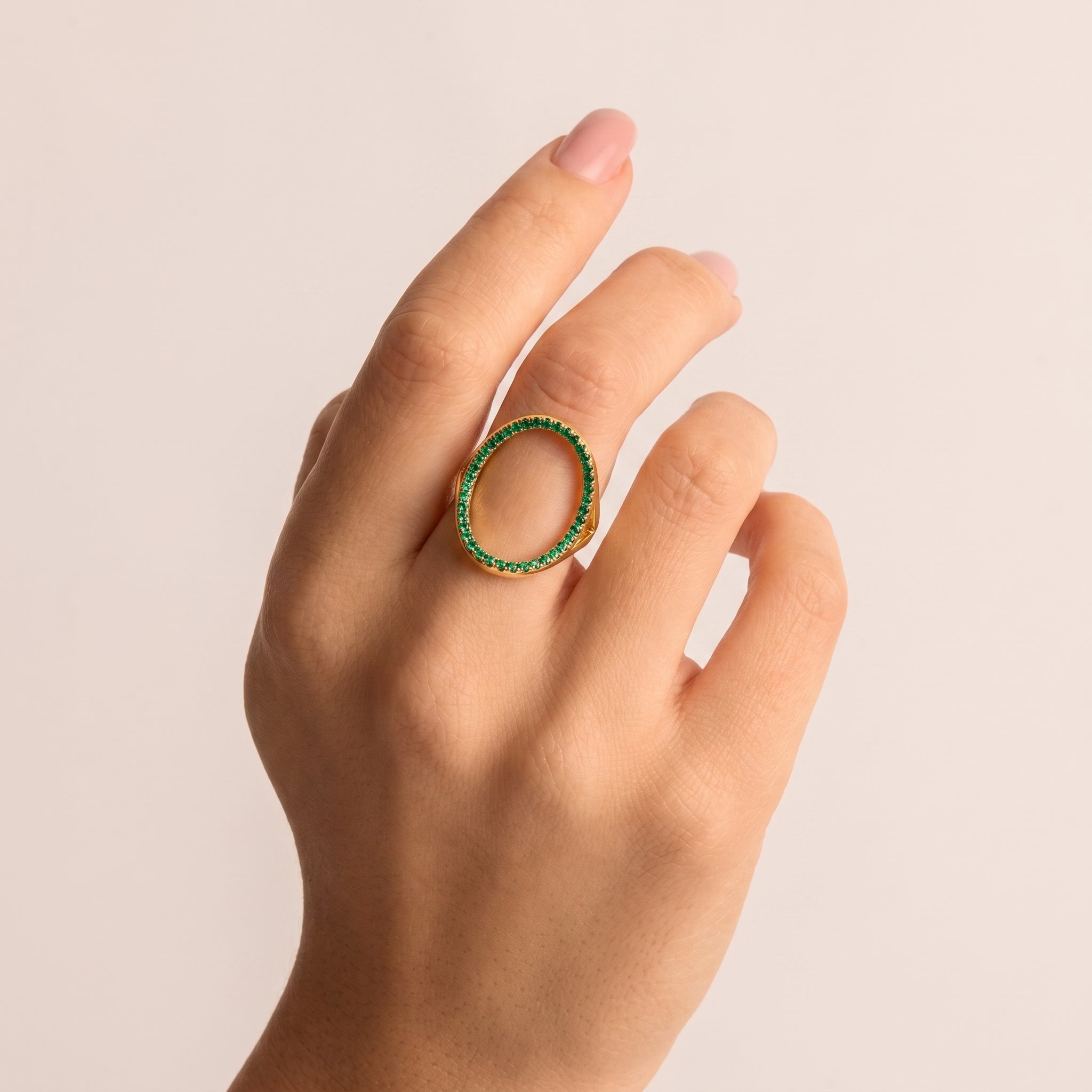 Rose Gold Geometric Multi-Gemstone Open Ring