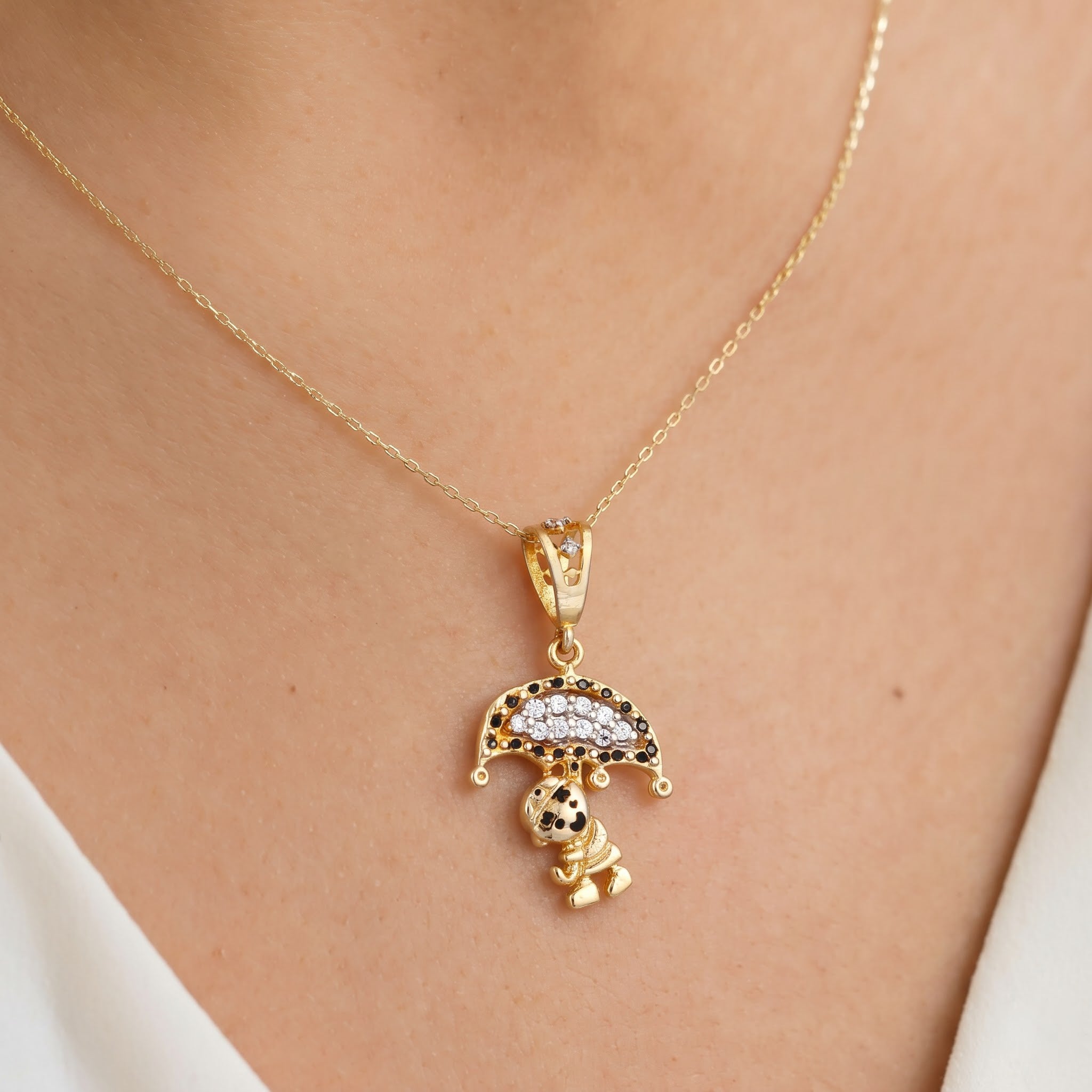 Umbrella with Baby Child Pendant with Chain