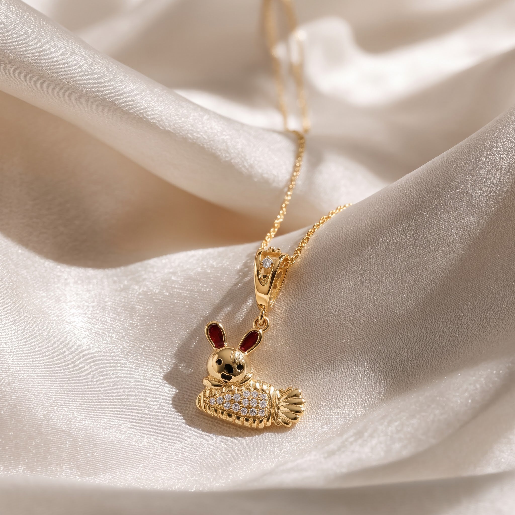 Bunny with Carrot Pendant with Chain