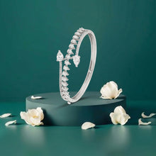 Silver Pear-Cut White Stone Kada