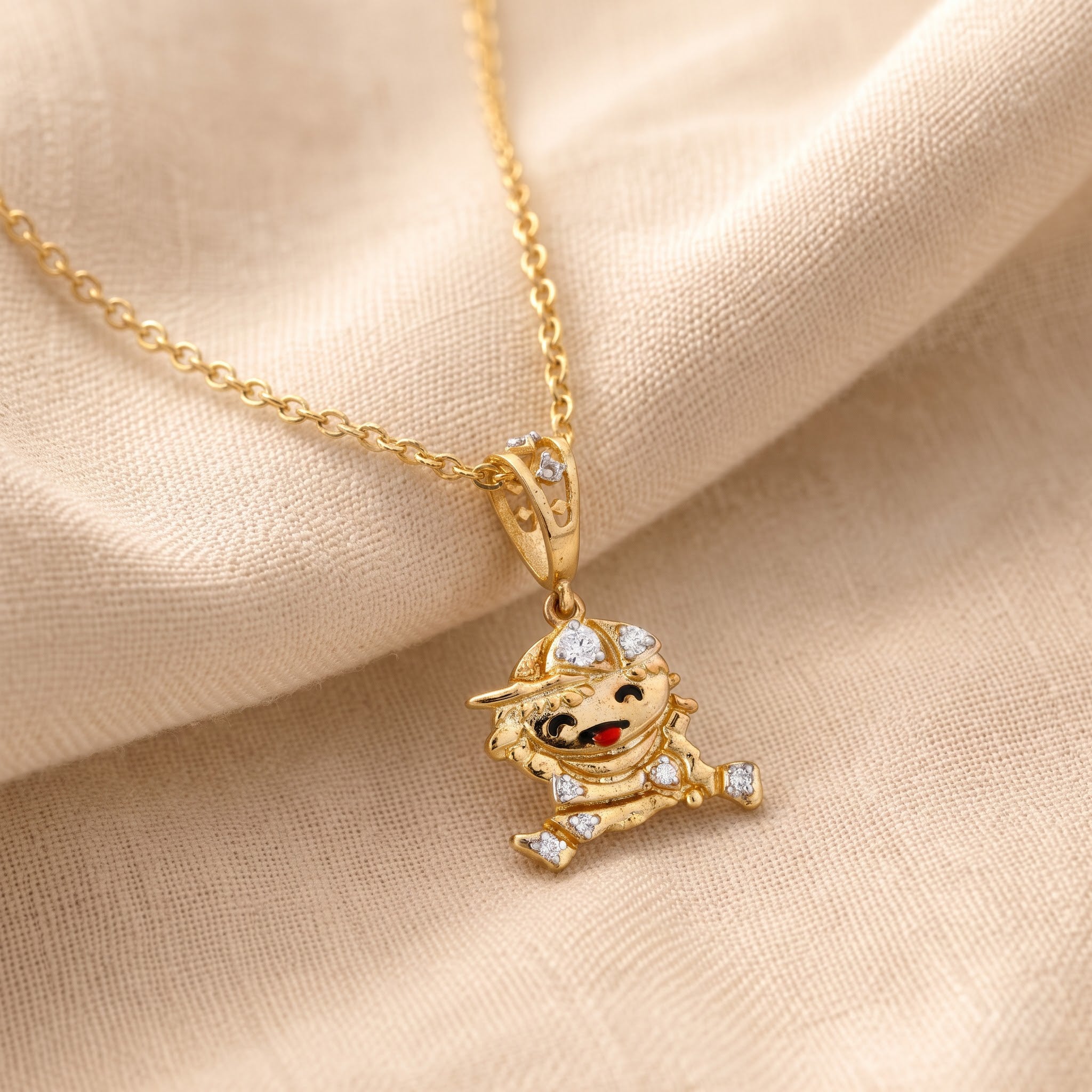 Cartoon Boy with Baseball Cap Pendant with Chain