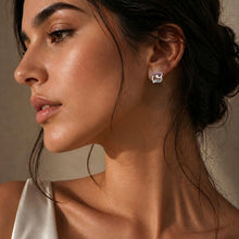 Silver Swirl Pink Stone Stud Earrings