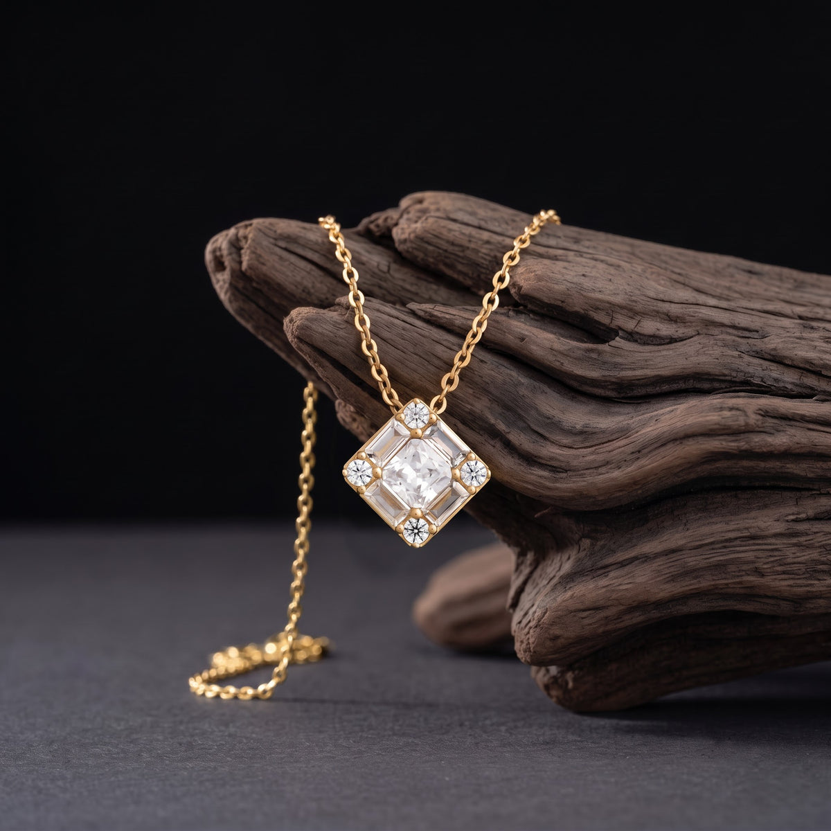 Diamond Cushion Necklace