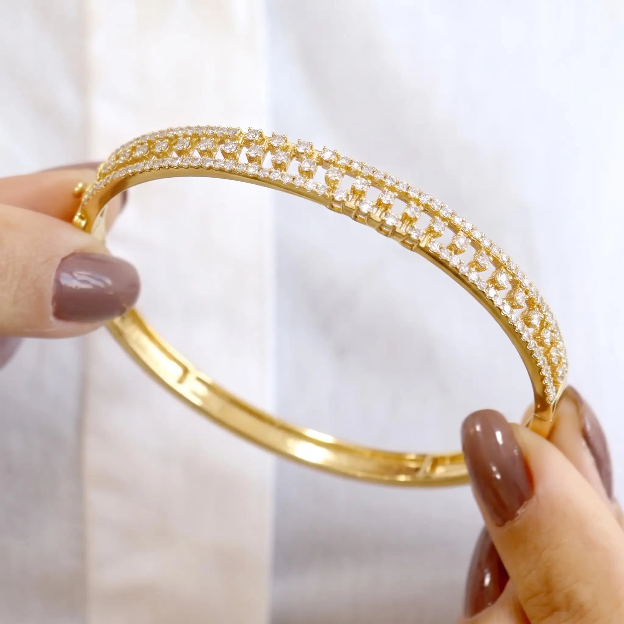 Gold Triple-Row White Stone Kada