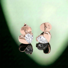 Heart-Shaped CZ Screw-Back Stud Earrings