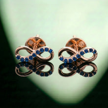 Silver Infinity Blue Stone Stud Earrings