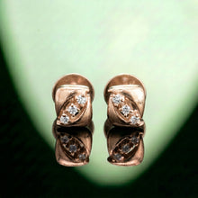 Silver Wave White Stone Stud Earrings