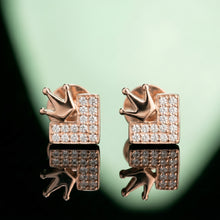 Silver Crown and L-Shape Stud Earrings