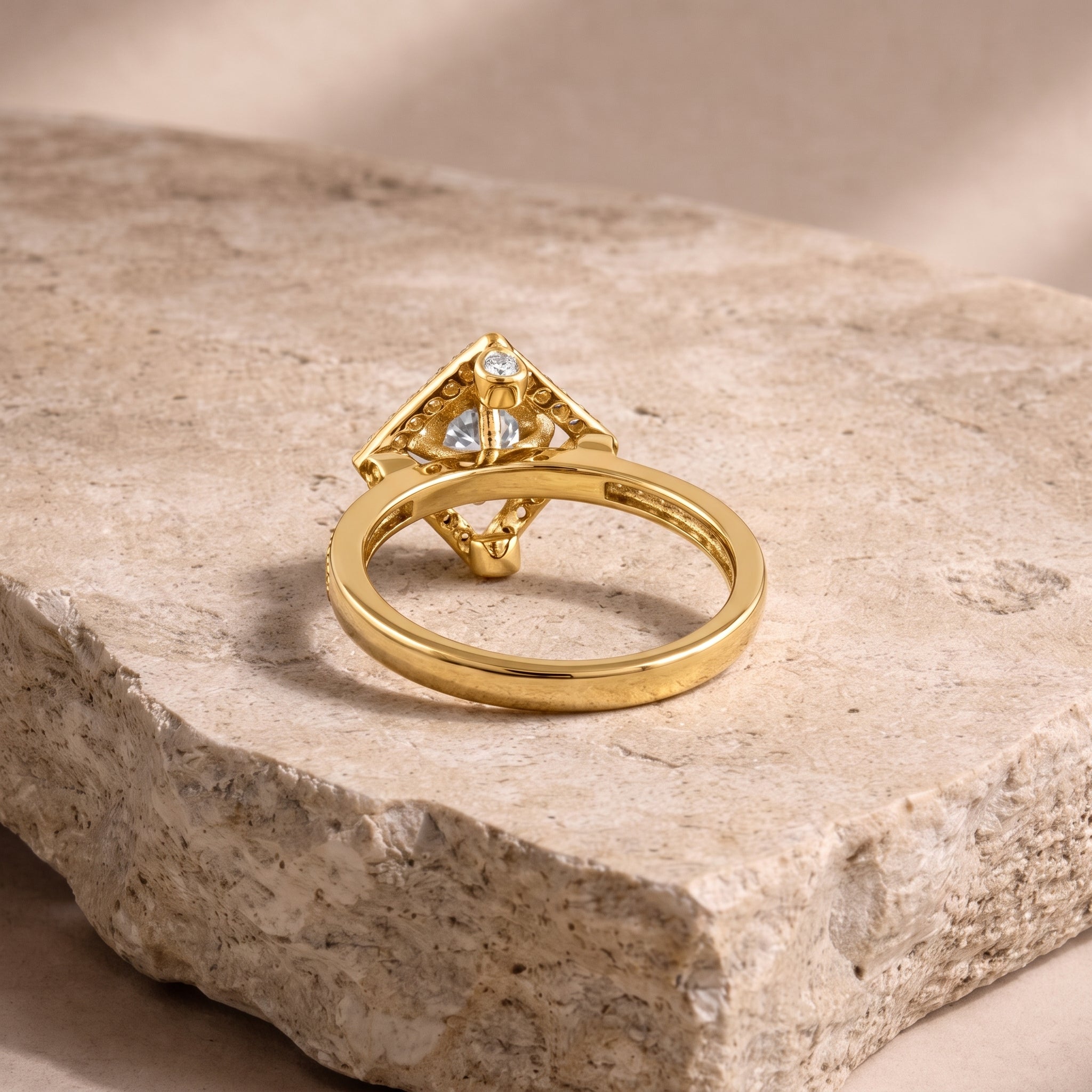 Kite-Shaped Diamond Halo Engagement Ring
