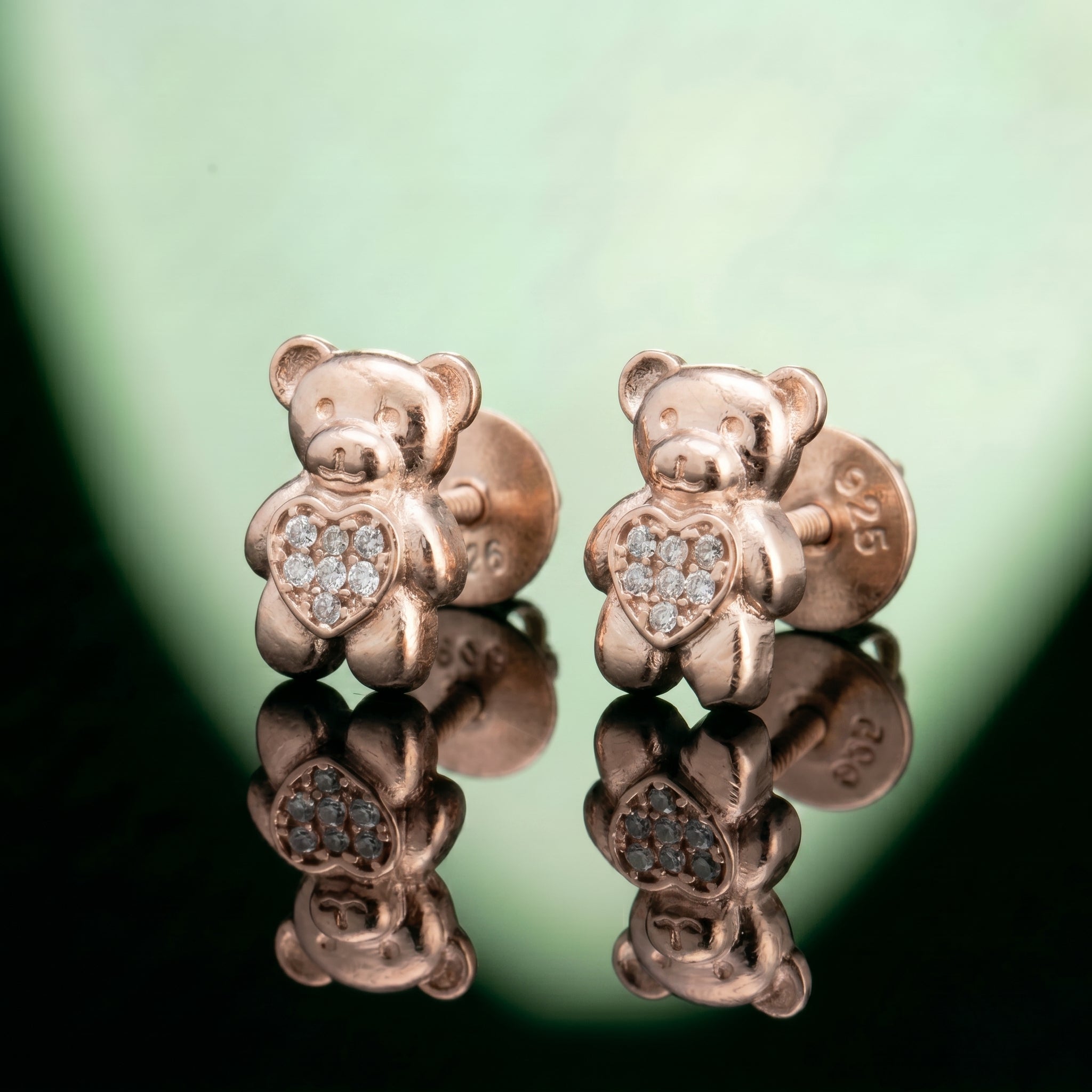 Silver Teddy Bear Stud Earrings