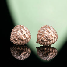 Silver Lion Head Stud Earrings