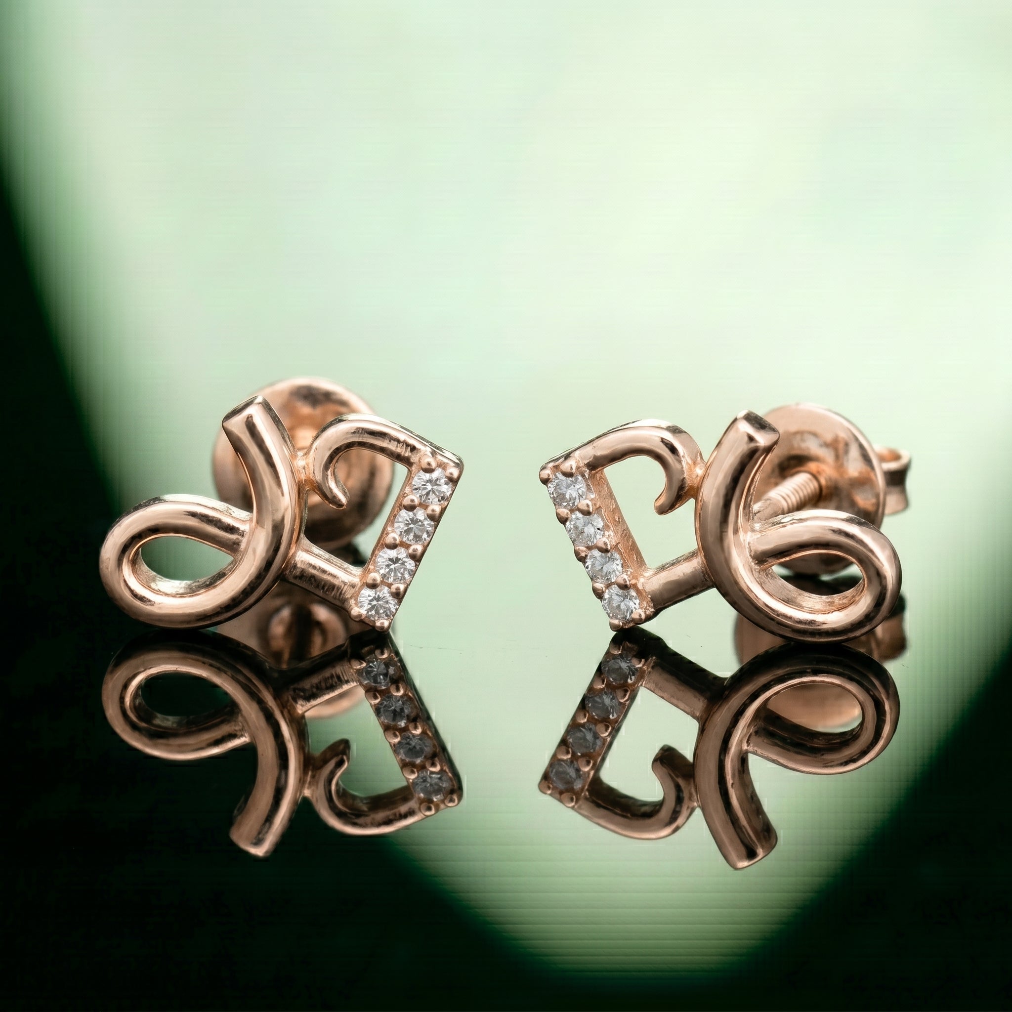 Silver Heart and Loop Stud Earrings
