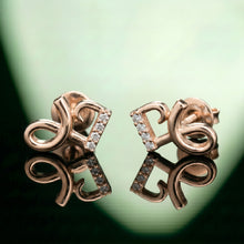 Silver Heart and Loop Stud Earrings