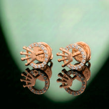 Silver Circular Crown Stud Earrings