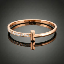 Rose Gold T-Motif White Stone Kada
