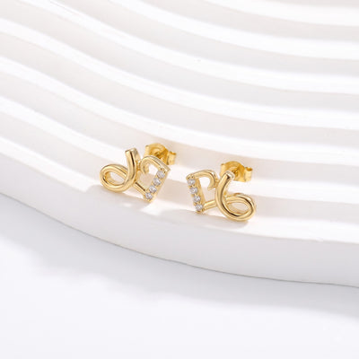 Abstract Heart : Double Swirl Diamond Stud Earrings