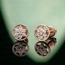 Silver Circular Flower Stud Earrings