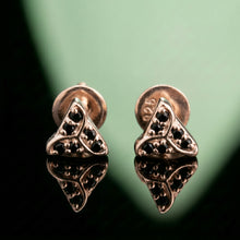 Silver Triangle Black Stone Stud Earrings