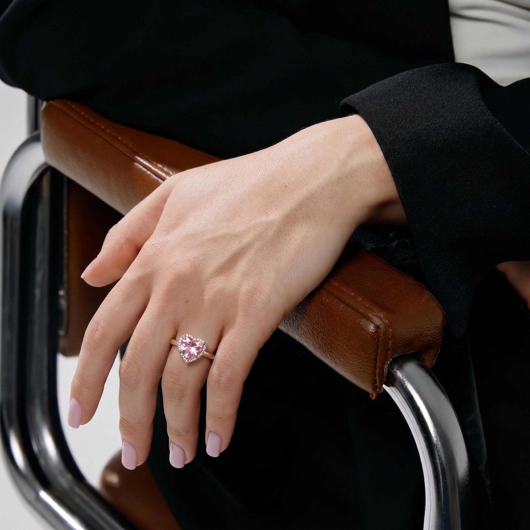 Rose Gold Heart Halo Ring
