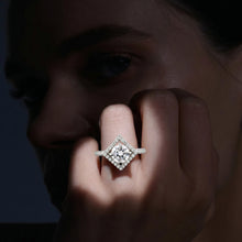 Round Rhombus Halo Ring