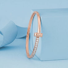 Rose Gold T-Motif White Stone Kada