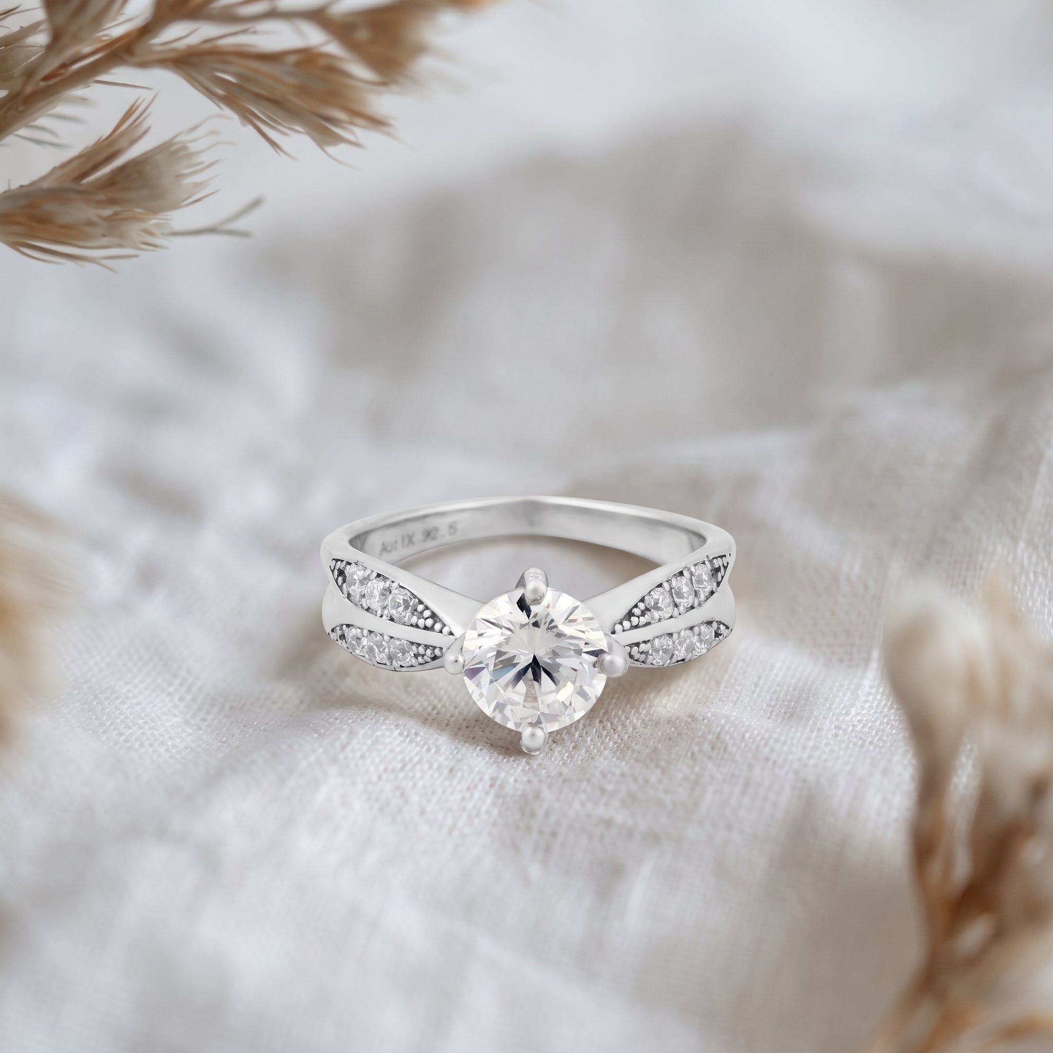 Round Pave Shoulder Solitaire