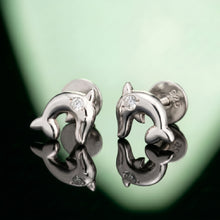 Silver Dolphin Stud Earrings