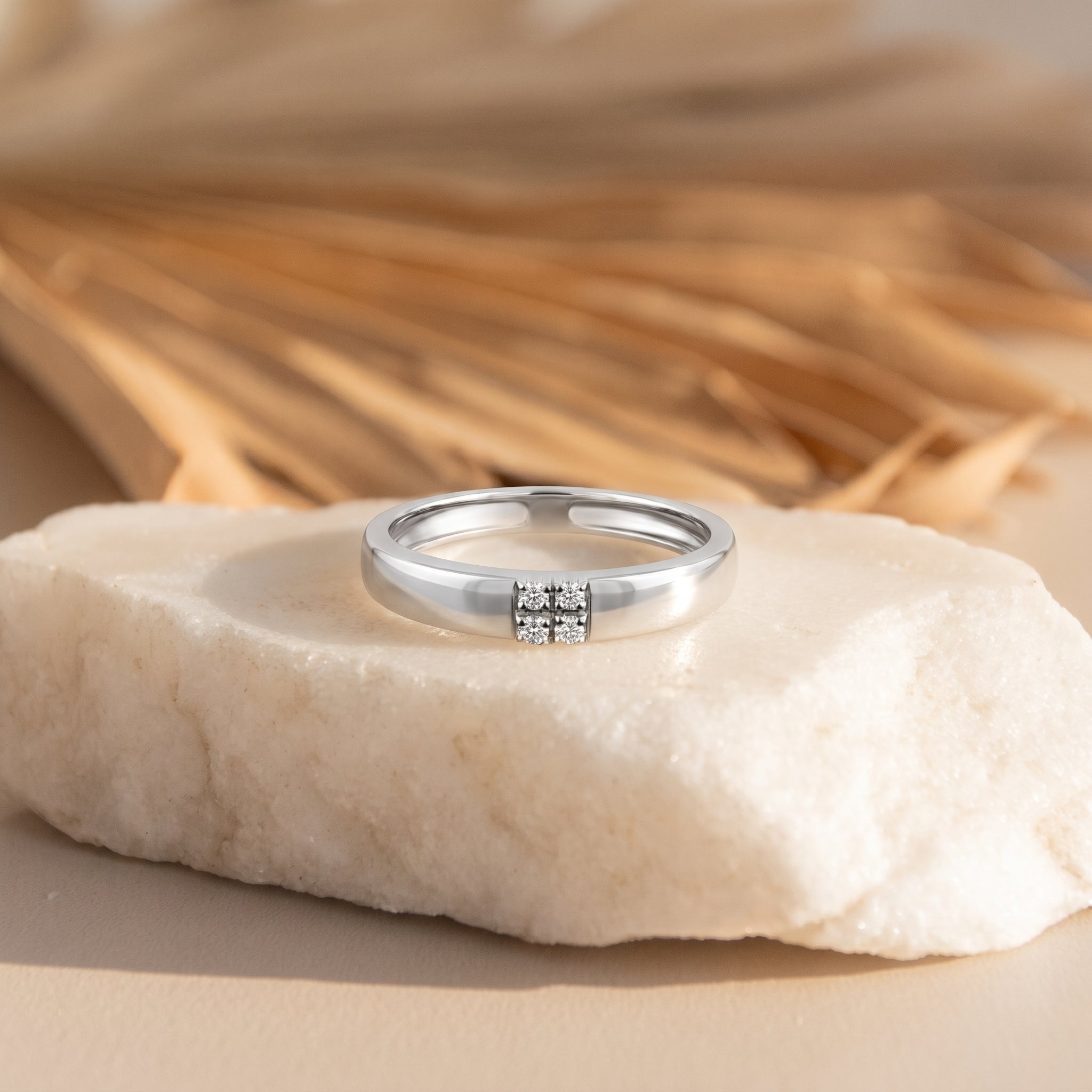 Four-Stone Diamond Square Cluster Band