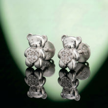 Silver Teddy Bear Stud Earrings