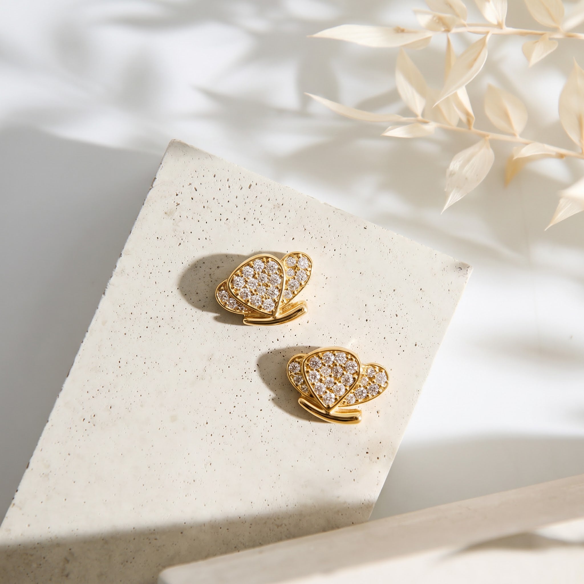 Pavé Diamond Butterfly Stud Earrings