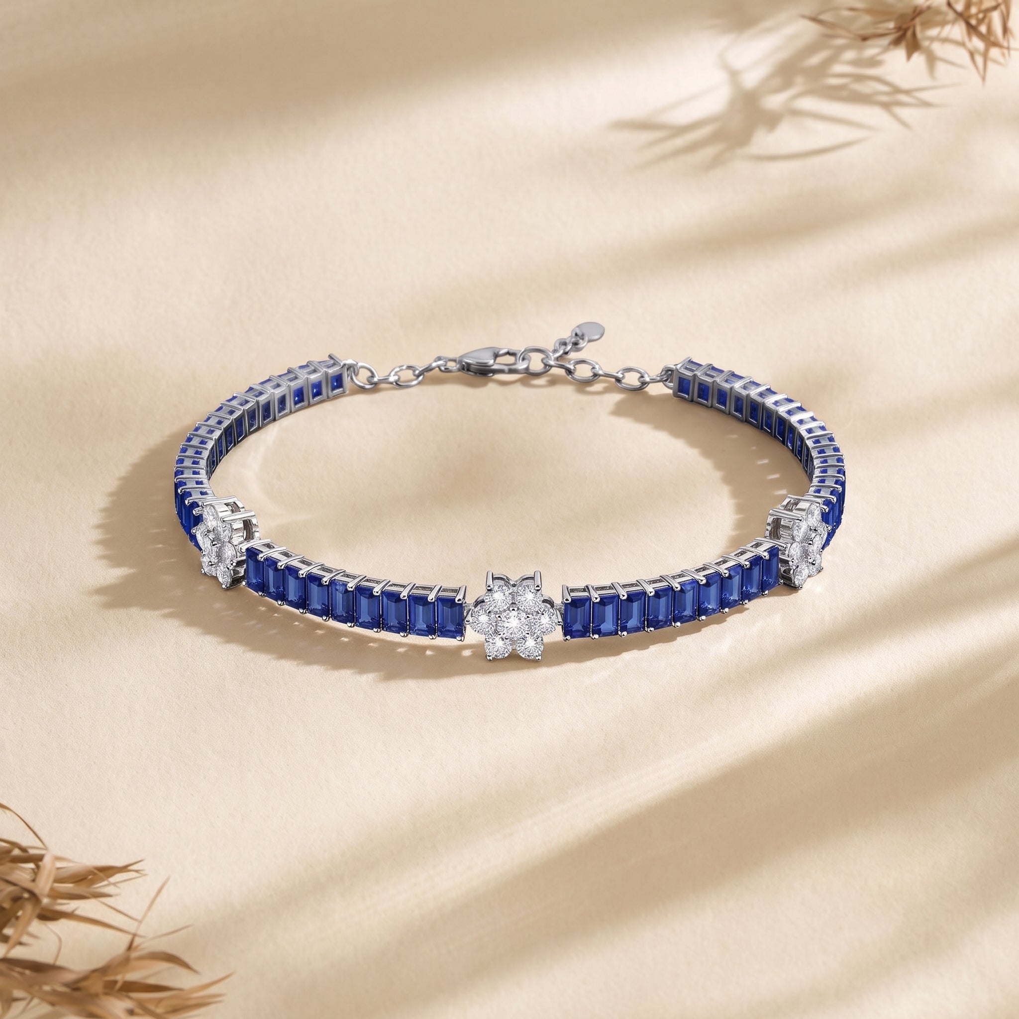 Blue Floral Line Bracelet